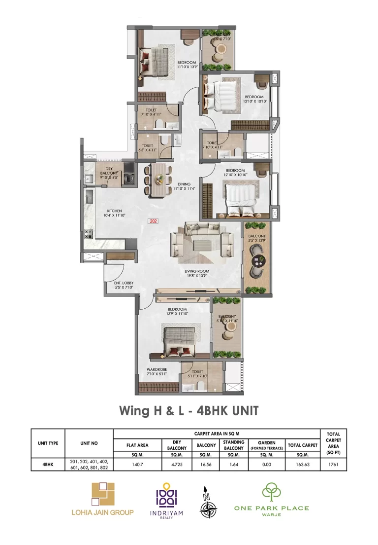 WING H & L 4BHK